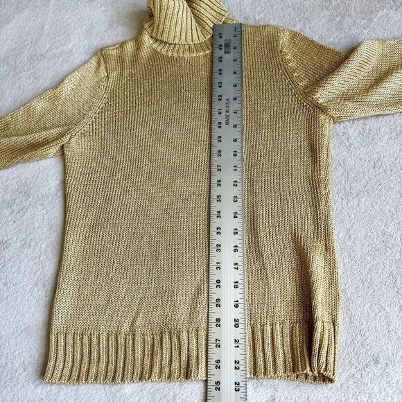 Lauren by Ralph Lauren Petites Gold Metallic Knit Turtleneck Sweater - Picture 10 of 13